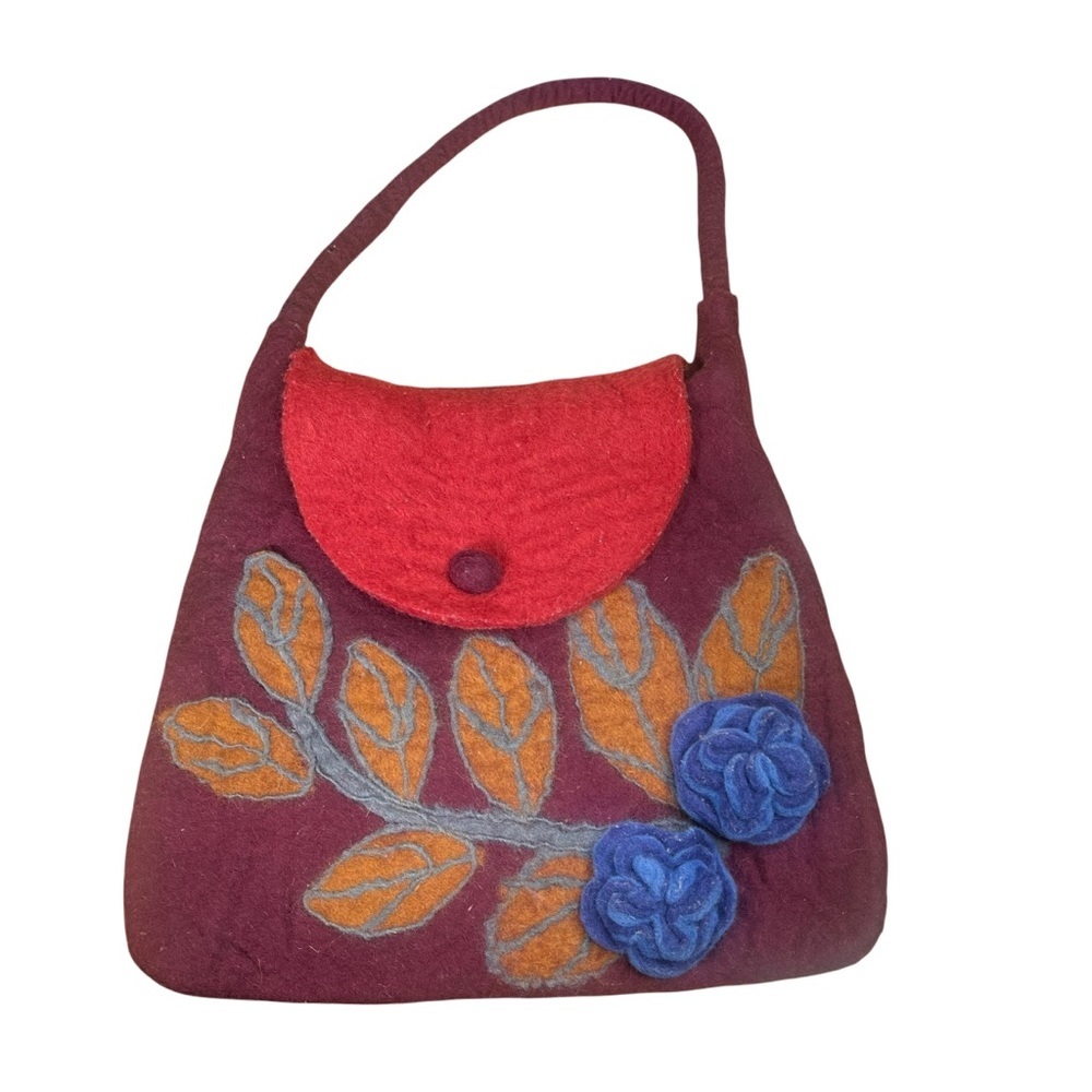 Rising Tide Wool Floral Flap Purse